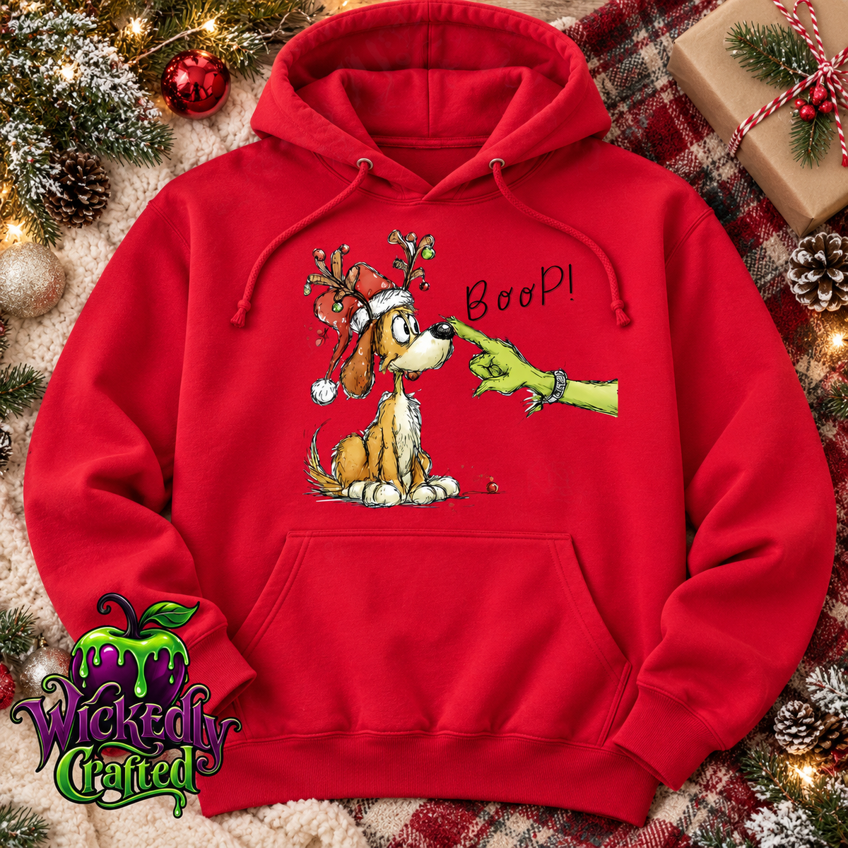 Boop! – Grinch & Max Christmas Apparel hoodie mockup