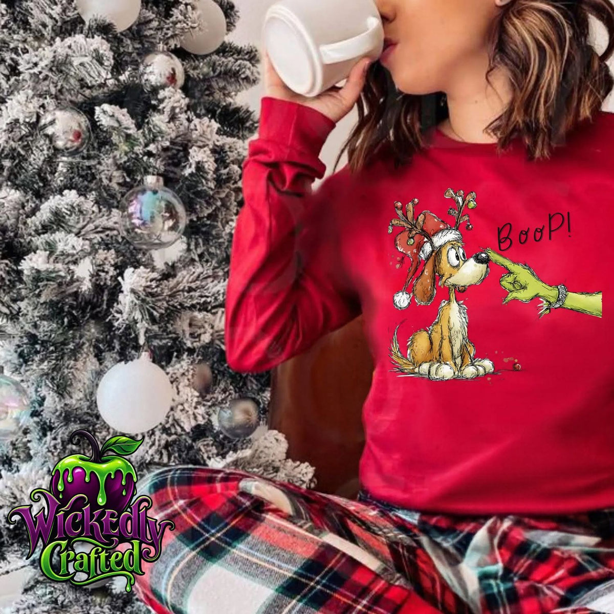 Boop! – Grinch & Max Christmas Apparel original garment mockup