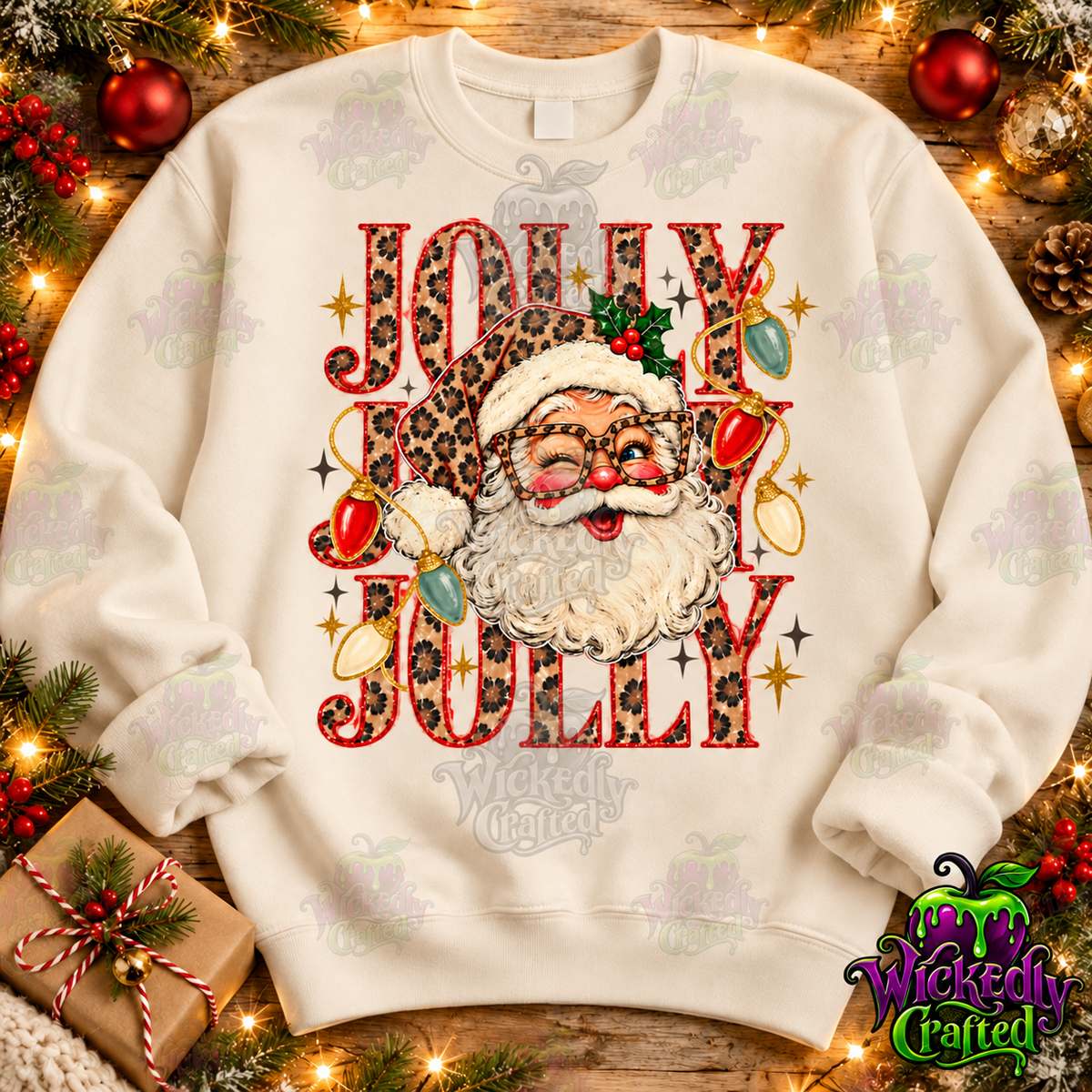 Holly Jolly Santa – Leopard Christmas Apparel – original mockup