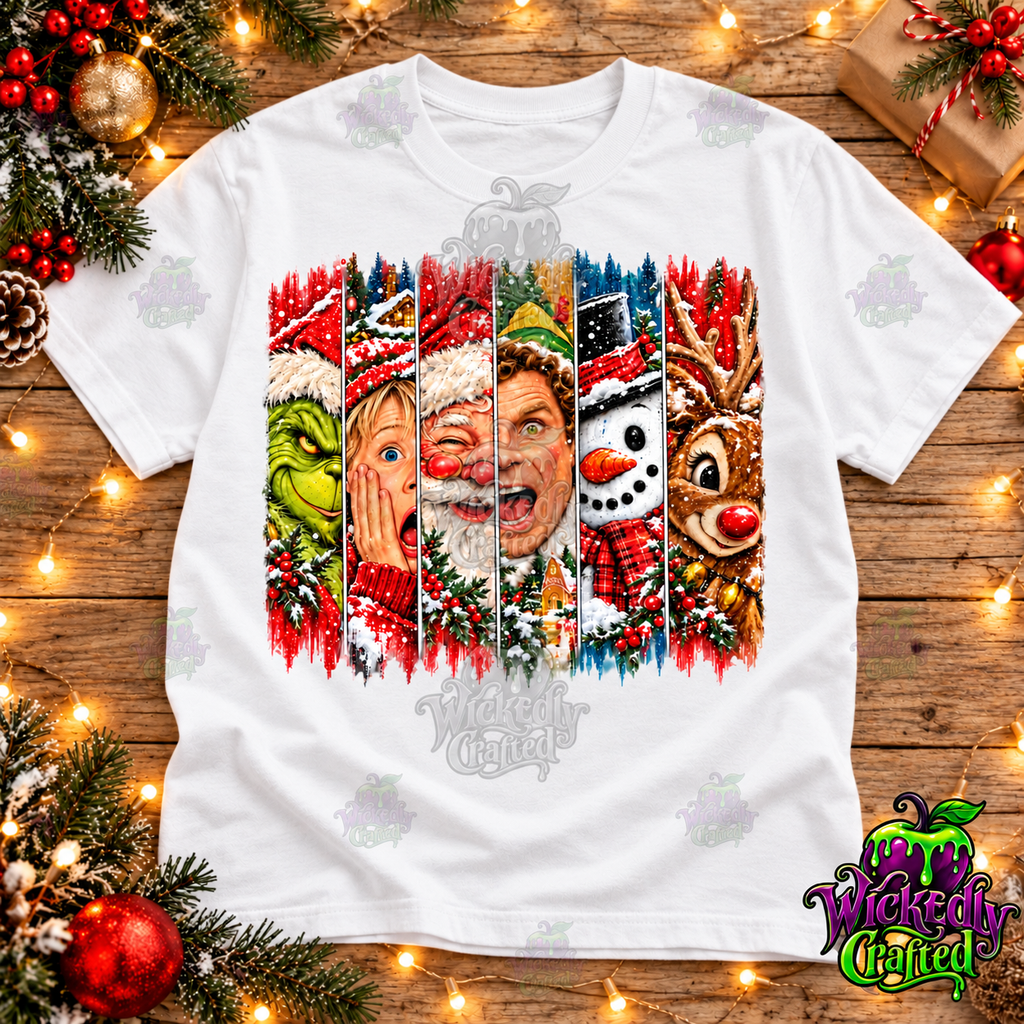 Christmas Character Peekaboo Panels Apparel – tee mockup