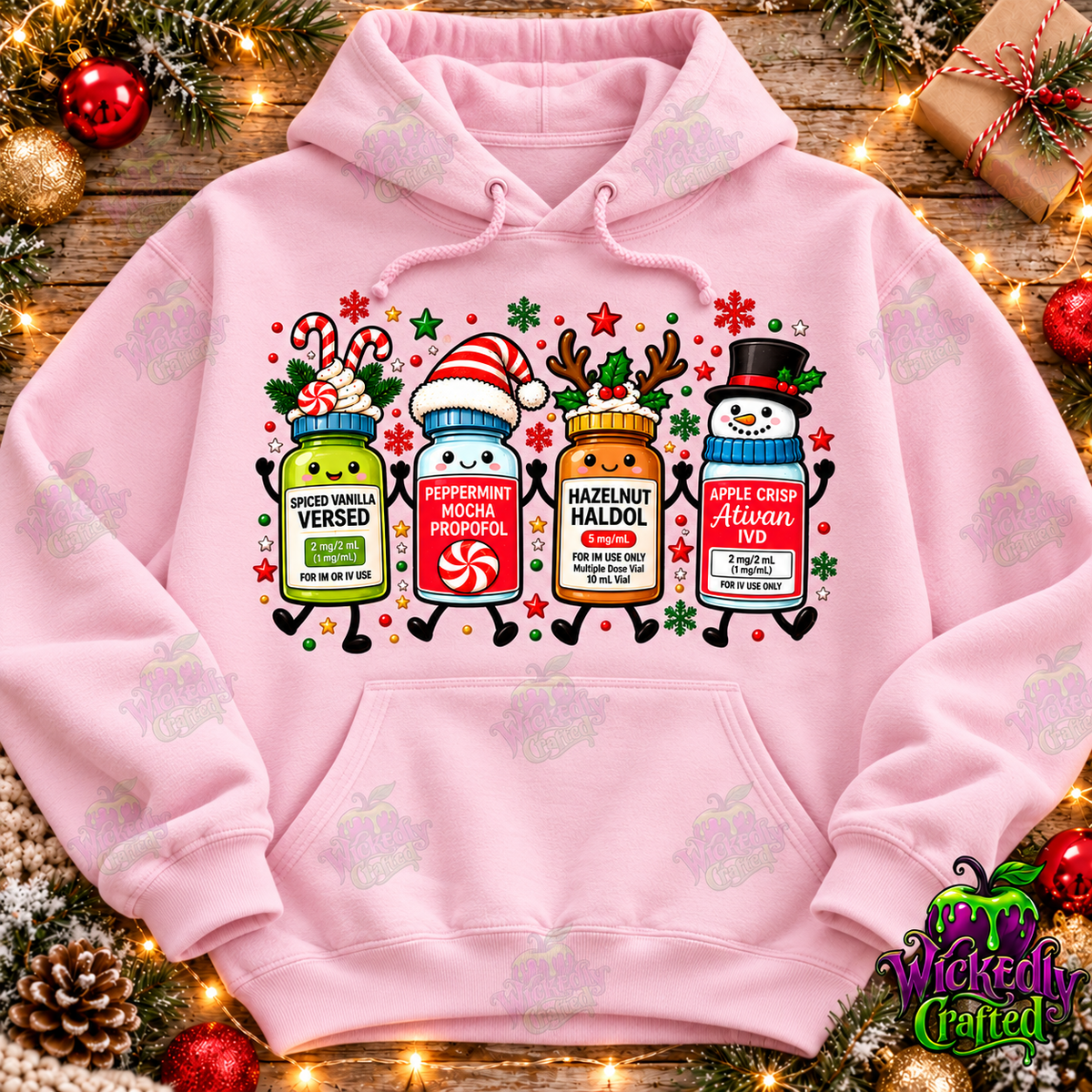 Holiday Medication Bottles – Christmas Apparel – hoodie mockup