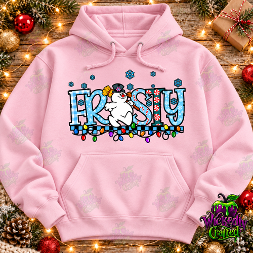 Frosty – Blue Plaid Christmas Snowman Apparel – hoodie mockup