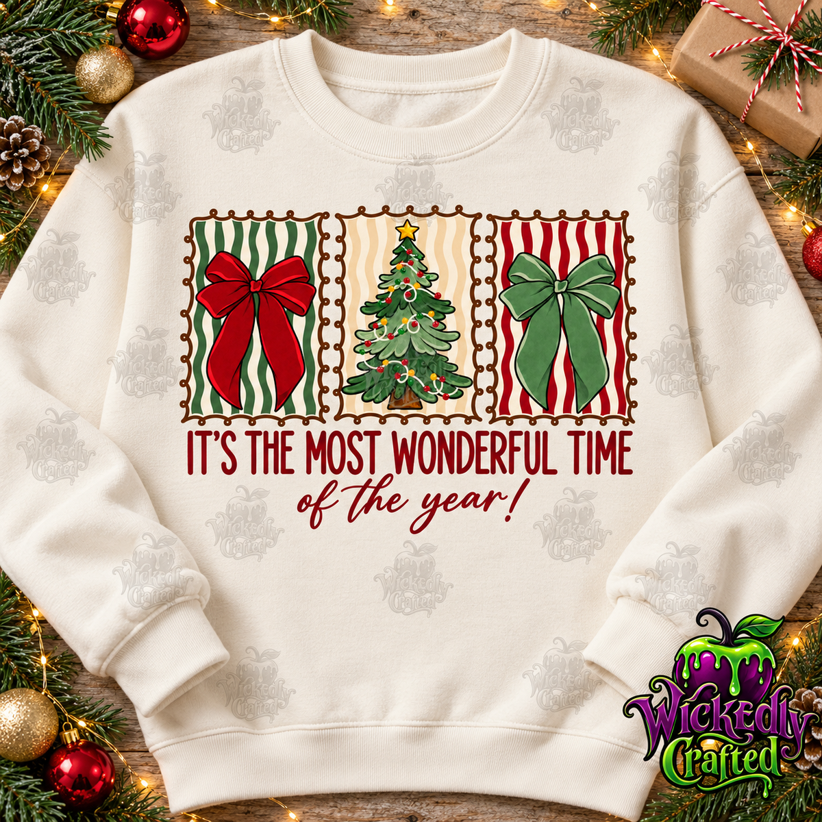 Most Wonderful Time of the Year – Christmas Bows Apparel – original mockup