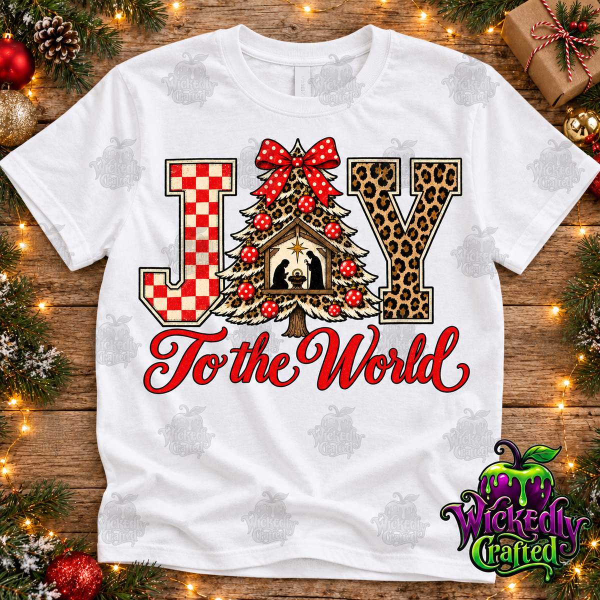 Joy to the World – Christmas Nativity Apparel – tee mockup