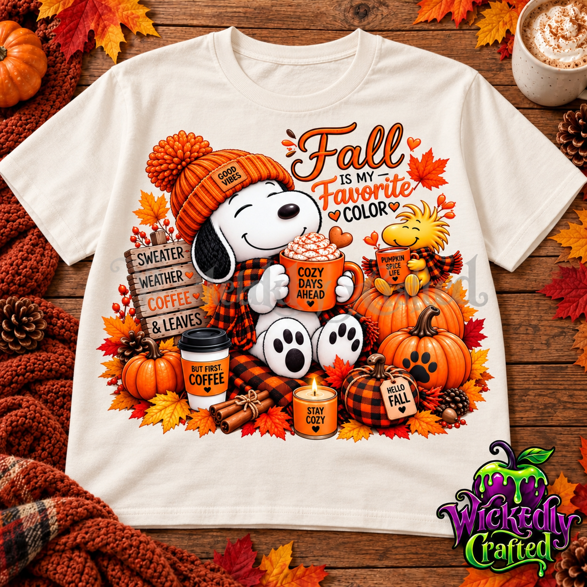 Fall Is My Favorite Color – Snoopy & Woodstock Apparel T-shirt mockup