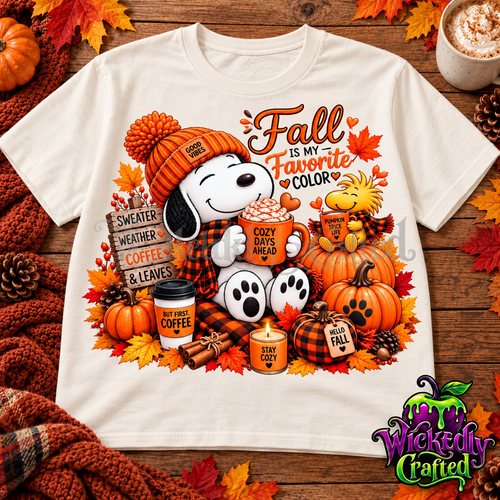 Fall Is My Favorite Color – Snoopy & Woodstock Apparel T-shirt mockup