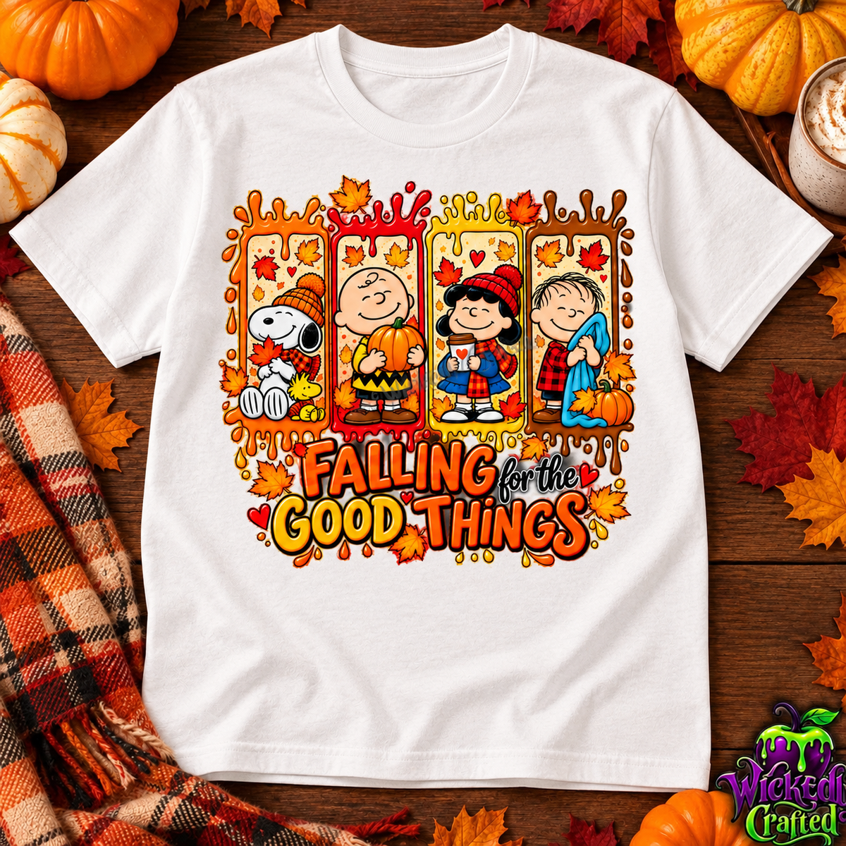 Falling for the Good Things – Peanuts Fall Apparel T-shirt mockup