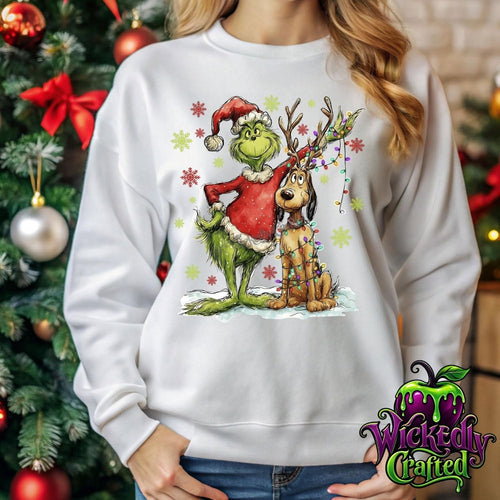 Grinch & Max – Christmas Lights Apparel original garment mockup