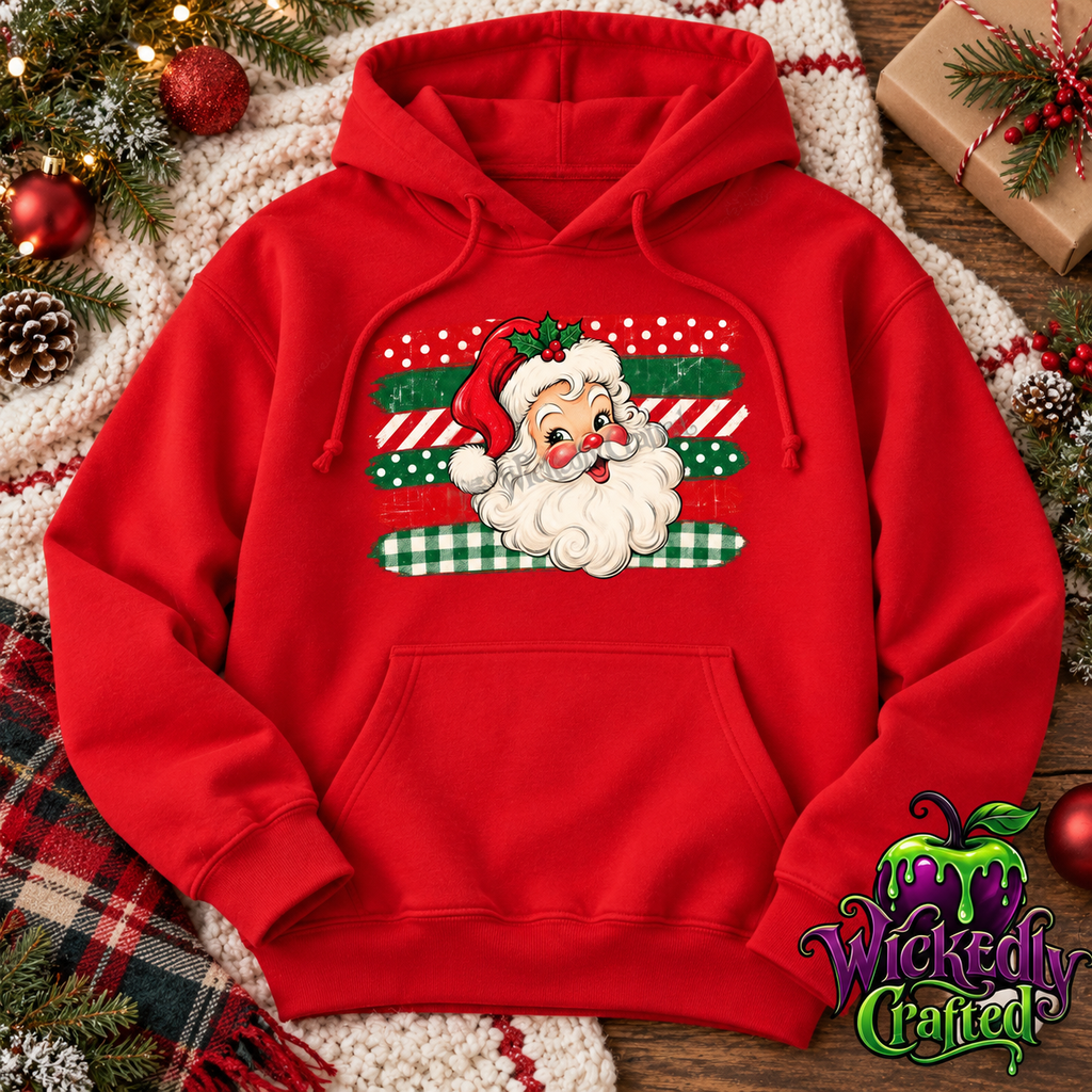 Vintage Santa – Christmas Pattern Stripes Apparel hoodie mockup