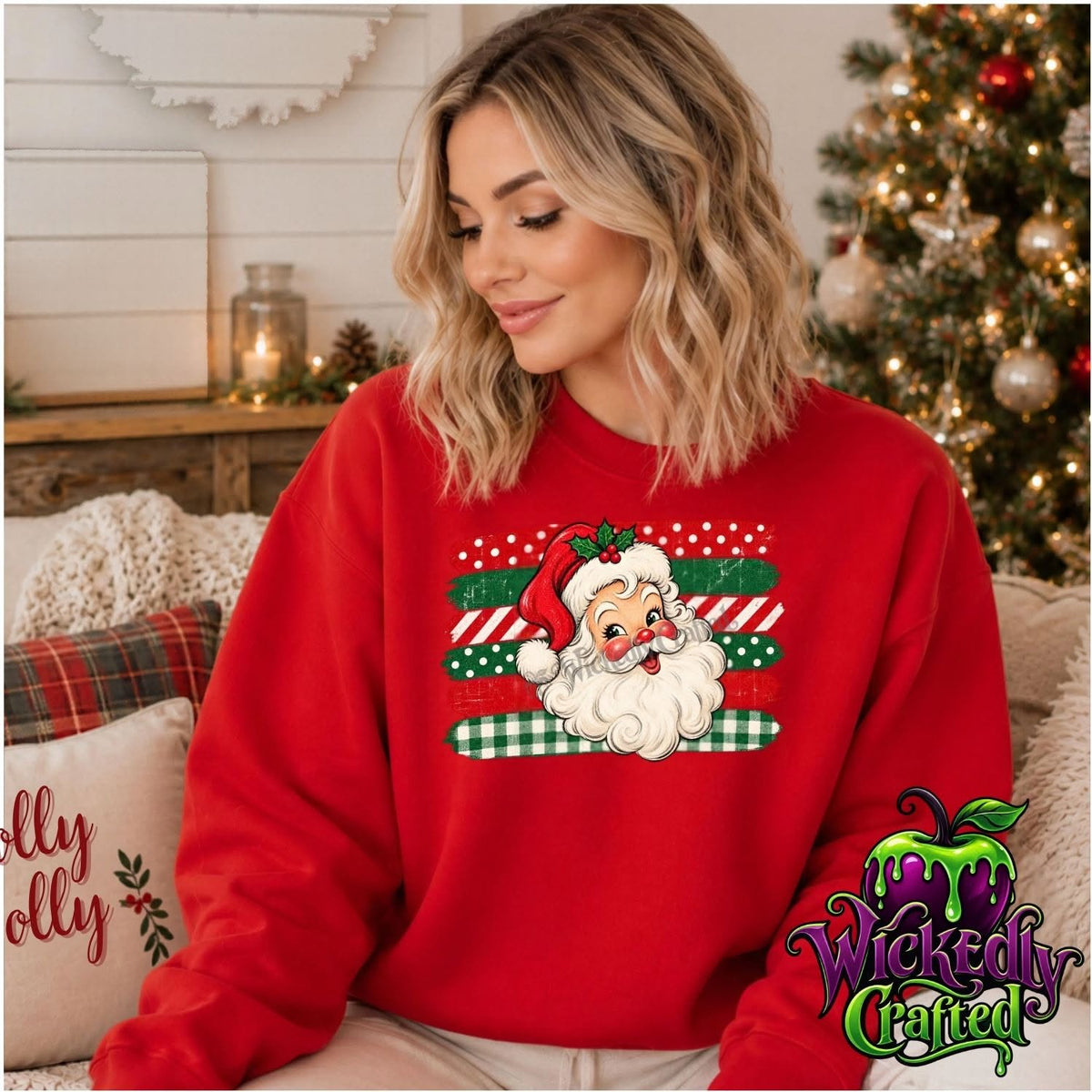 Vintage Santa – Christmas Pattern Stripes Apparel original garment mockup
